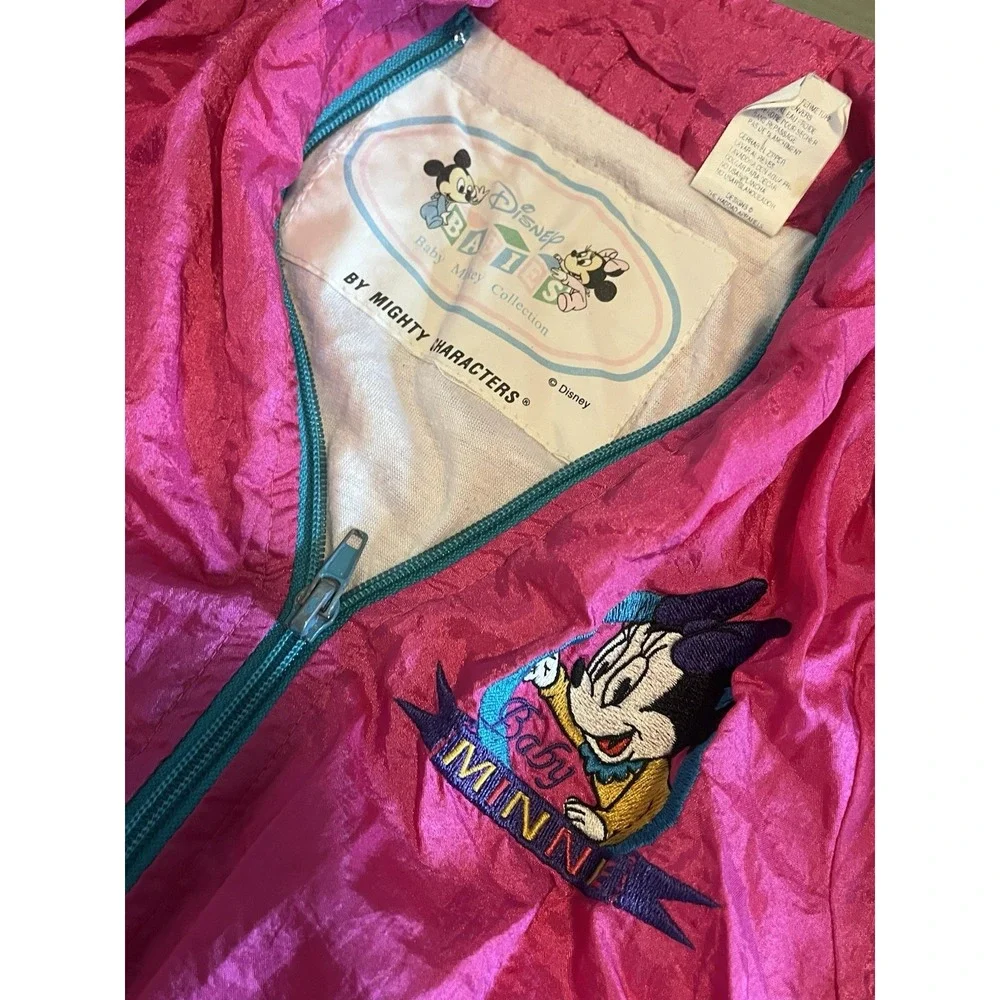 VTG 90s Disney Babies Minnie Mouse Nylon Tracksuit Windbreaker Set  18M Y2K READ
